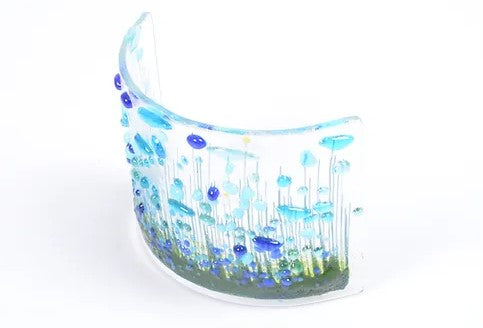 Handmade Fused Glass - Cornflower Curve by Pam Peters Designs