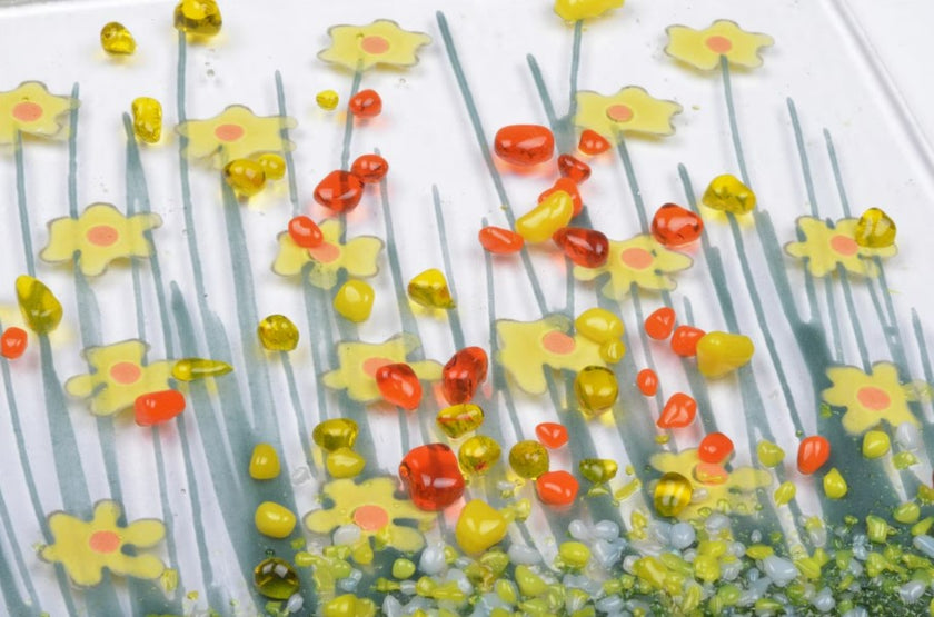 Handmade Fused Glass - Daffodil Curve by Pam Peters Designs