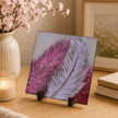 Square Glass Plate – Whispering Feather Violet (Handmade Decorative Tableware)