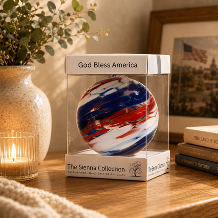 10cm Friendship Ball – God Bless America (Handmade Glass Keepsake)