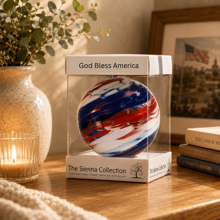 10cm Friendship Ball – God Bless America (Handmade Glass Keepsake)