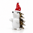 Glass Hedgehog in Santa Hat – Christmas Miniature Figurine