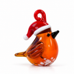 Glass Robin in Santa Hat – Christmas Miniature Ornament