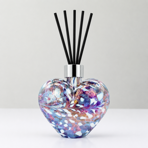 Blue & Pink Heart Reed Diffuser – Handcrafted Glass Bottle (No Oil)