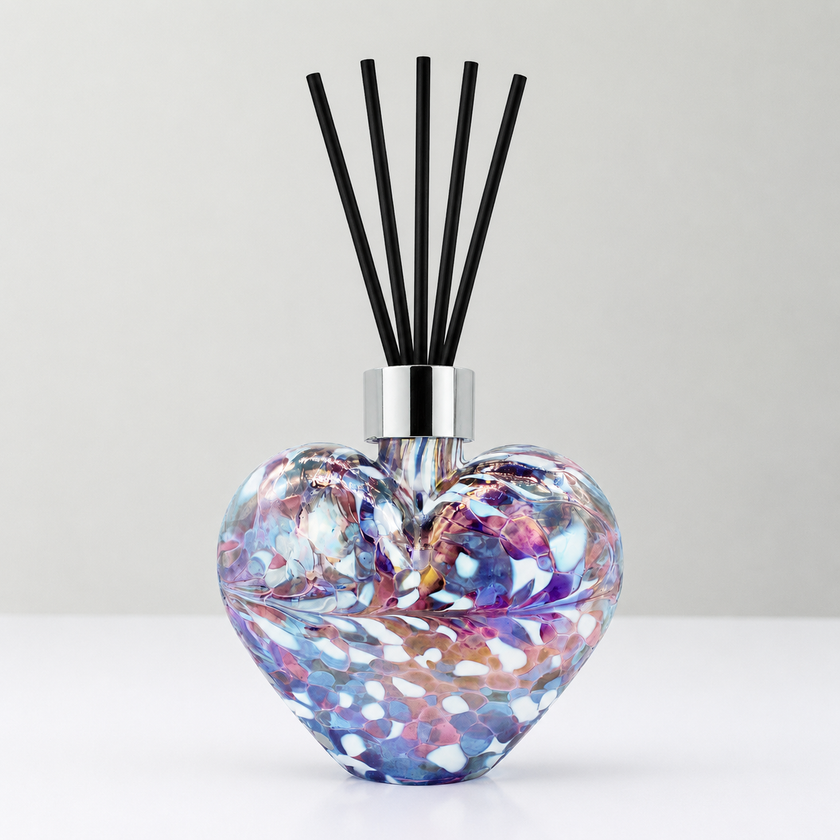Blue & Pink Heart Reed Diffuser – Handcrafted Glass Bottle (No Oil)