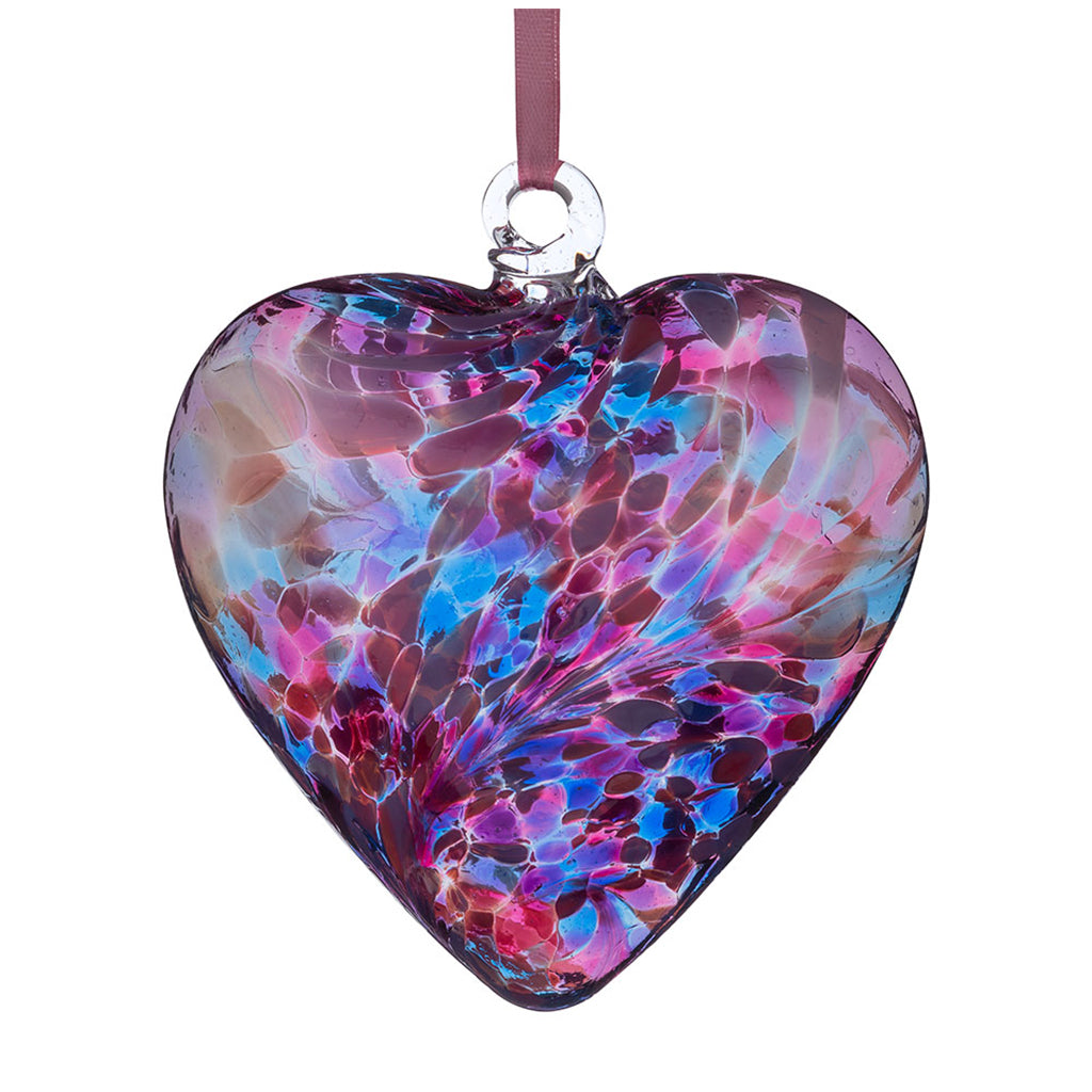 8cm Friendship Heart – I Miss You (Blue & Pink, Handmade Glass Keepsake)