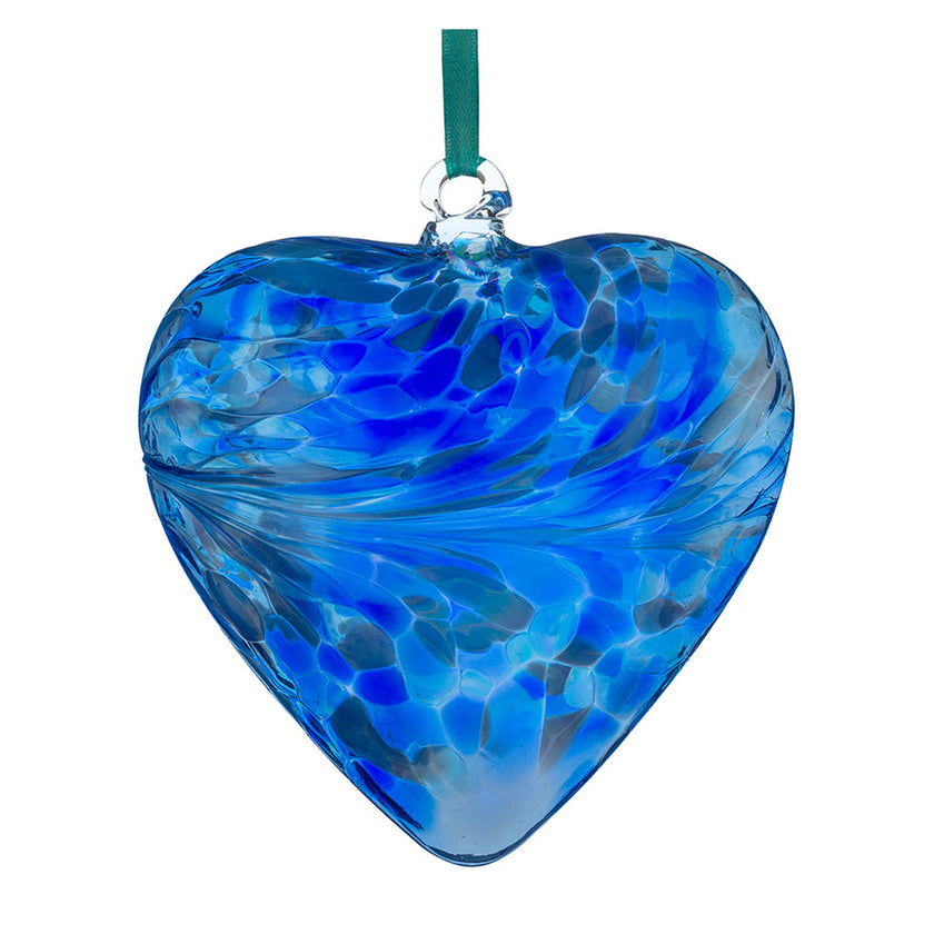 8cm Friendship Heart – With Love (Blue, Handmade Glass Keepsake)