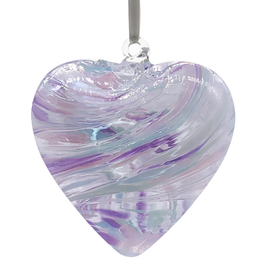 8cm Friendship Heart – Bestie (Pearl, Handmade Glass Keepsake)