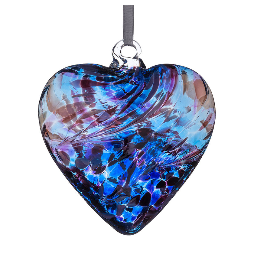 8cm Friendship Heart – Stay Strong (Purple & Blue, Handmade Glass Keepsake)
