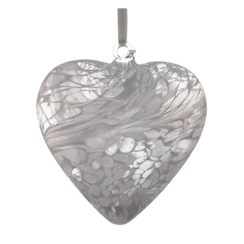 8cm Friendship Heart – In Loving Memory (White, Handmade Glass Keepsake)