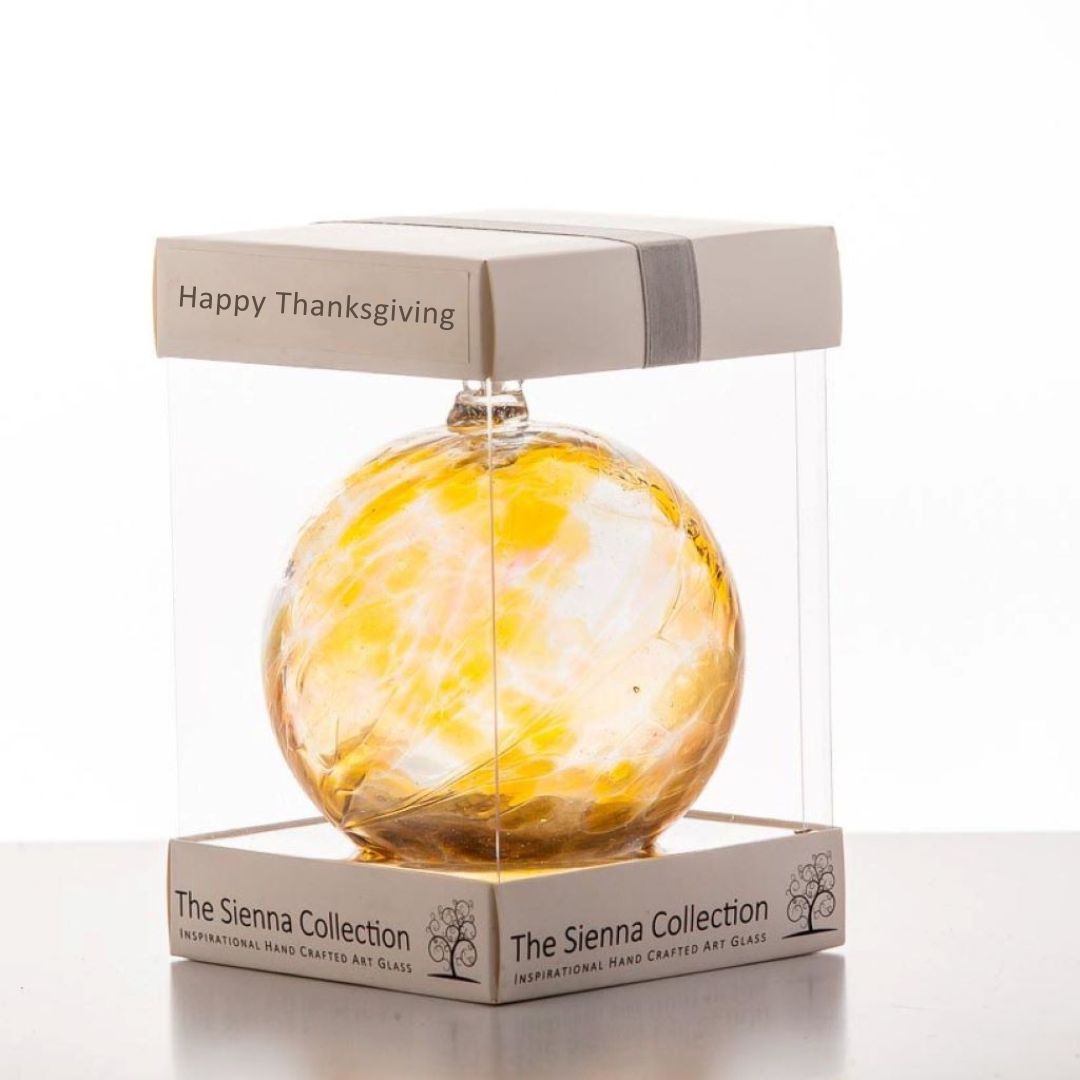 10cm Friendship Ball – Happy Thanksgiving (Handmade Glass Keepsake)