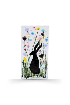 Handmade Fused Glass - Tea Light Holder - Hare - Summer Meadow