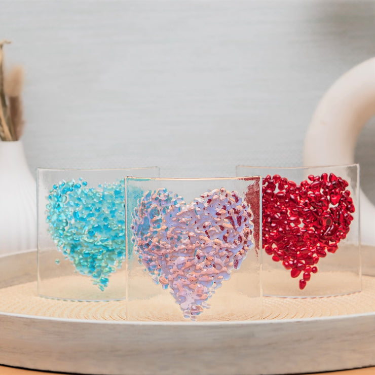 Glass Curve – Heart Shape in Red (Handmade Decorative Ornament)