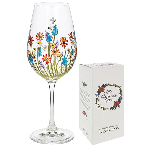 My Favourite Glass Daisy Meadow Wine Glass