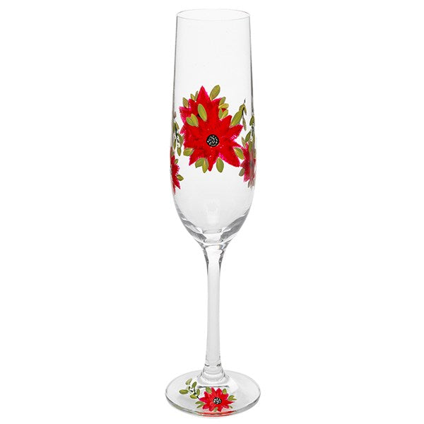 My Favourite Glass Xmas Poinsettia Flute