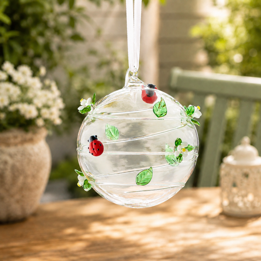 10cm Glass Globe – Wildlife Collection – Ladybird (Handcrafted Glass Ornament)