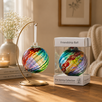 10cm Friendship Ball – Multicoloured Swirl (Handmade Glass Keepsake)