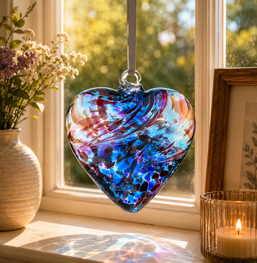 12cm Friendship Heart - Purple & Blue