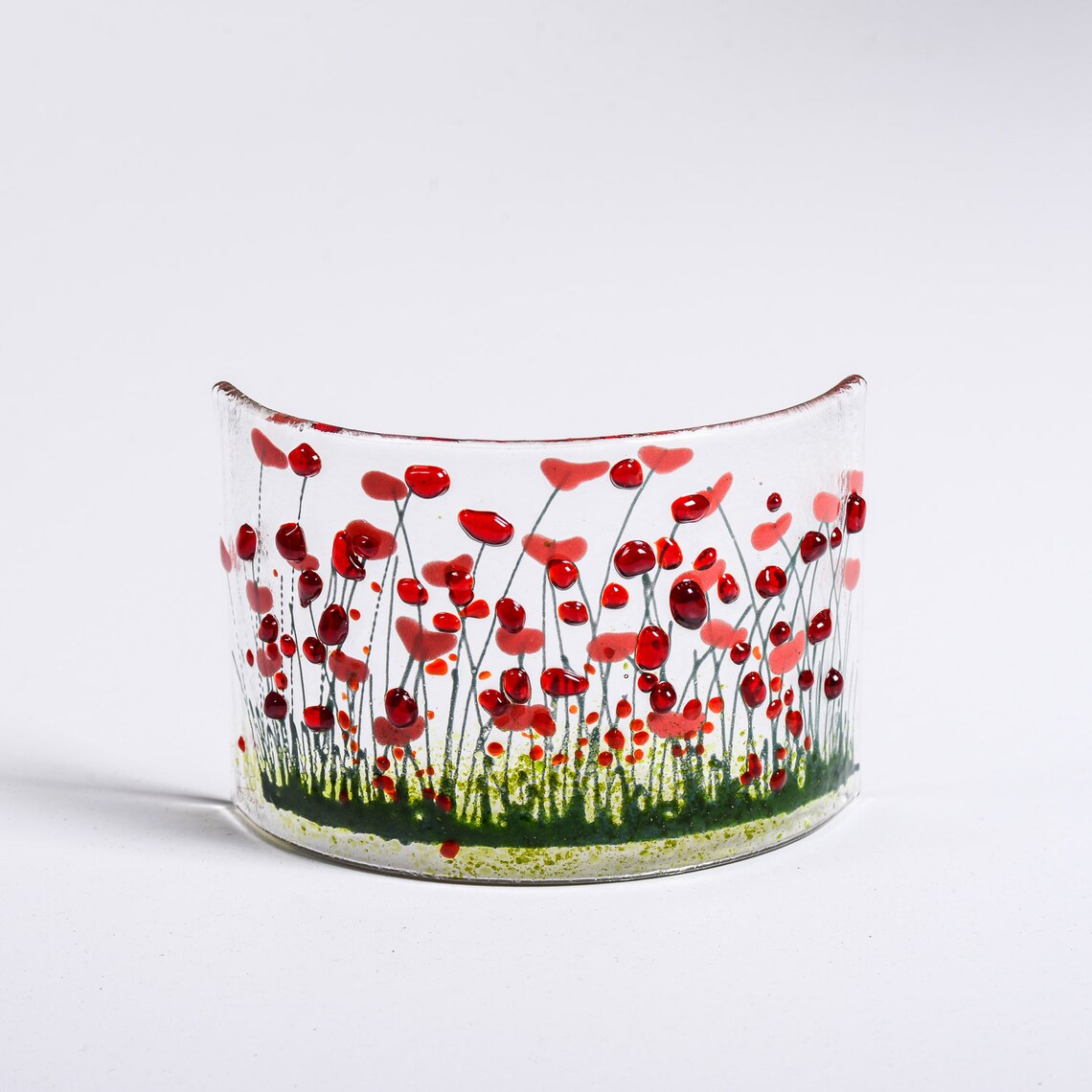 Handmade Fused Glass - Poppy Curve by Pam Peters Designs