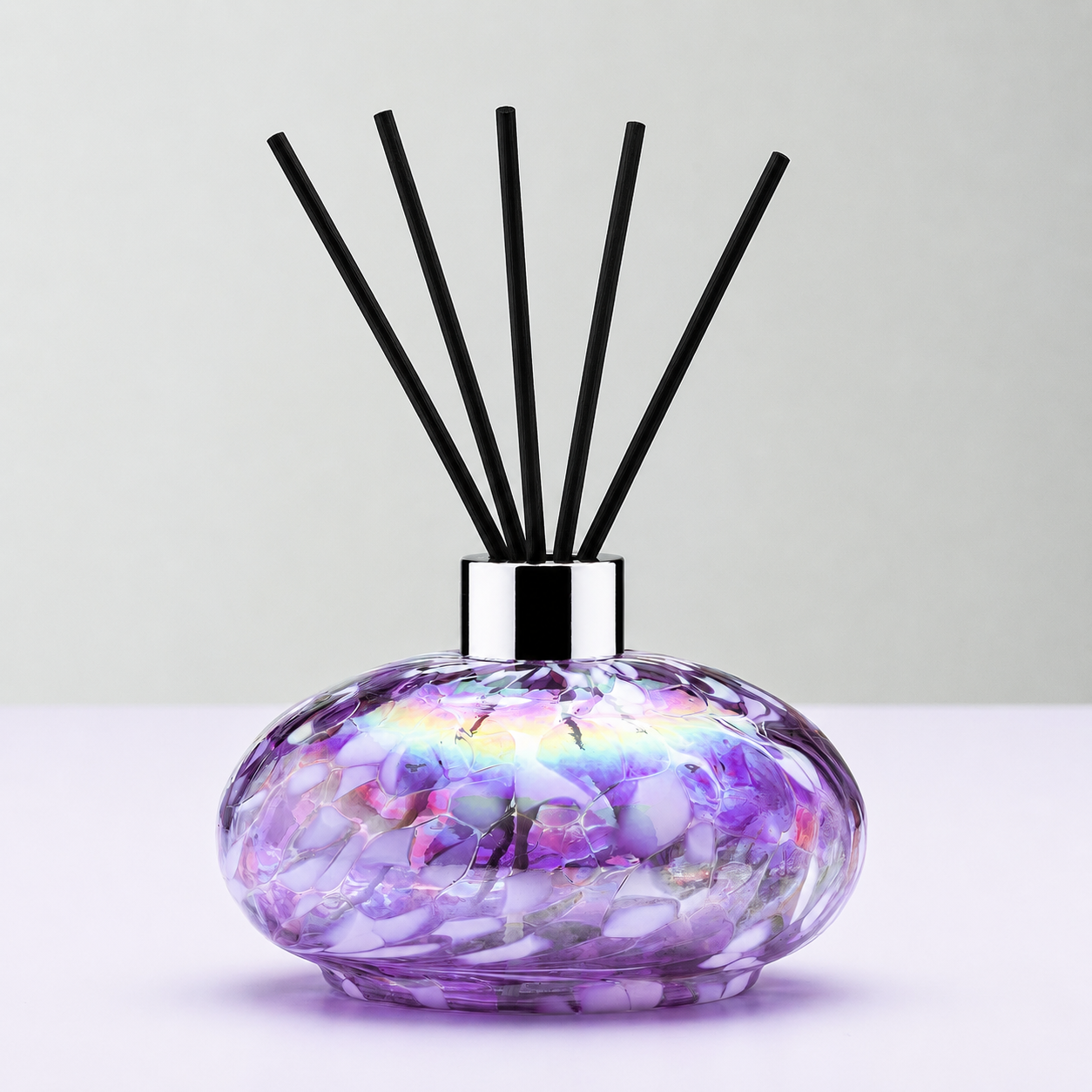 Violet Oval Reed Diffuser – Handcrafted Glass Bottle (No Oil)