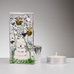Fused Glass Tea Light Holder – Bumble Bee & Violet Flowers (Handmade)