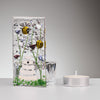 Fused Glass Tea Light Holder – Bumble Bee & Violet Flowers (Handmade)