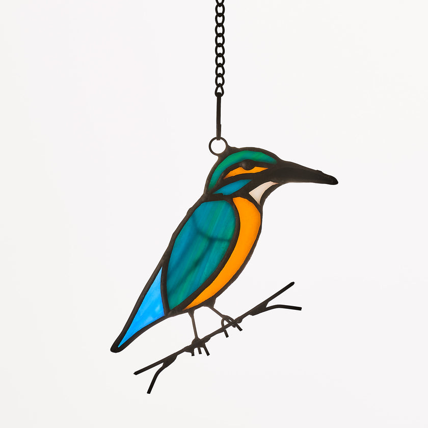 Hanging Stained Glass Bird - King Fisher