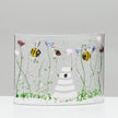 Fused Glass Curve – Bumble Bee & Violet Flowers (Handmade)