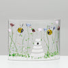 Fused Glass Curve – Bumble Bee & Violet Flowers (Handmade)