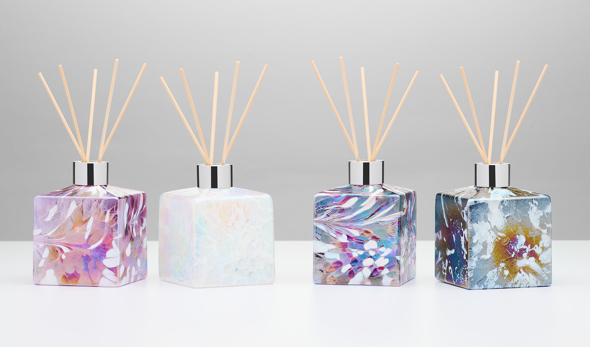 White Square Reed Diffuser – Handcrafted Glass Bottle (No Oil)