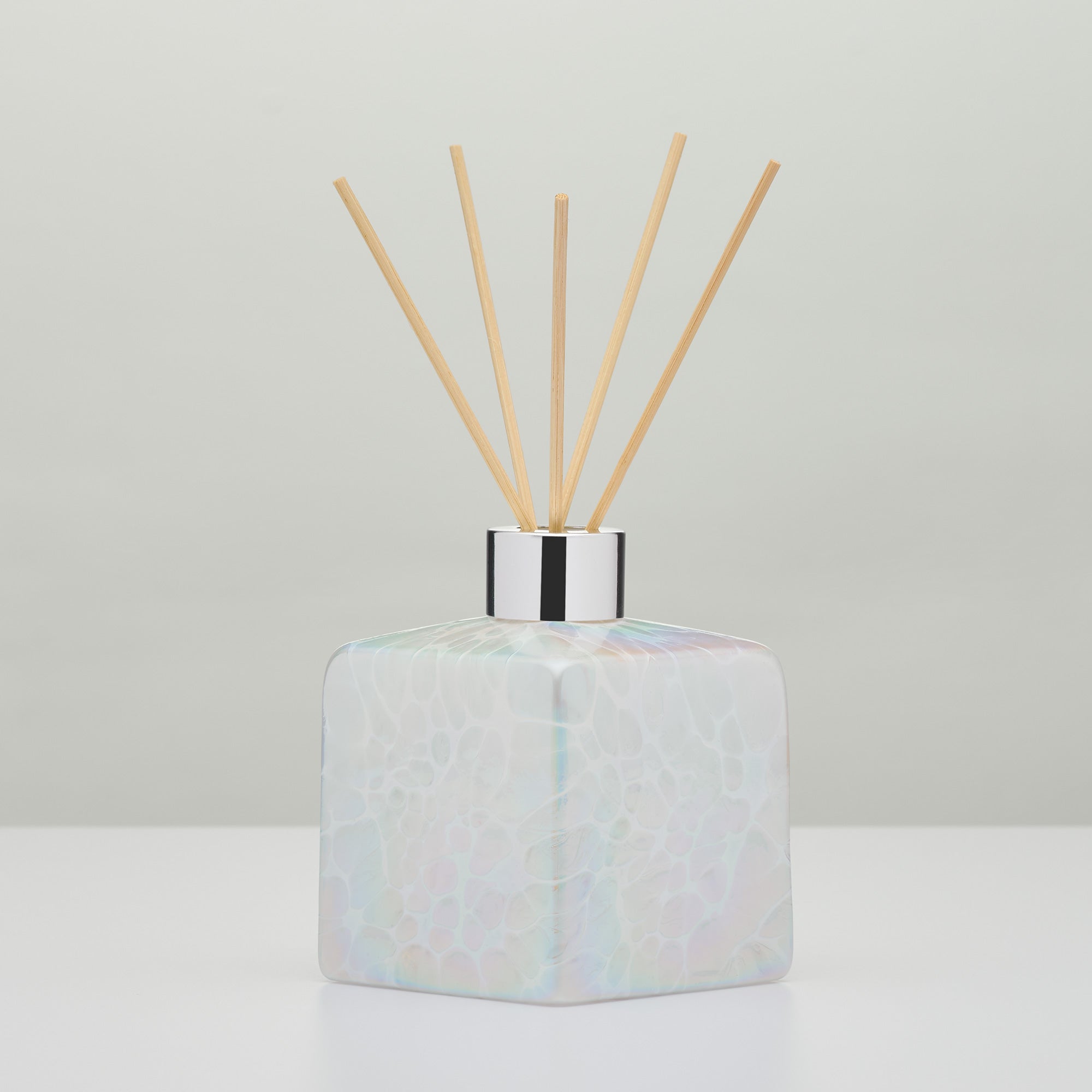 White Square Reed Diffuser – Handcrafted Glass Bottle (No Oil)