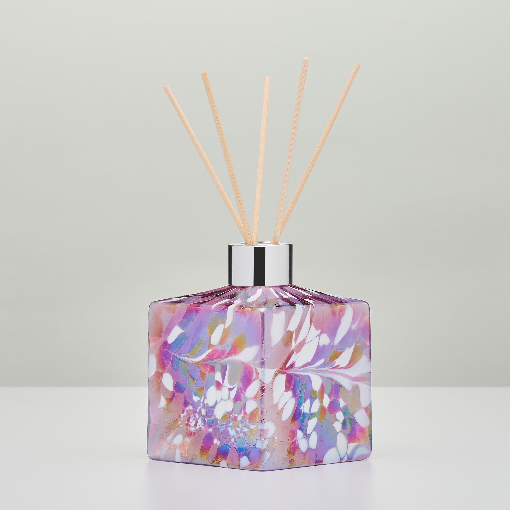 Violet Square Reed Diffuser – Handcrafted Glass Bottle (No Oil)