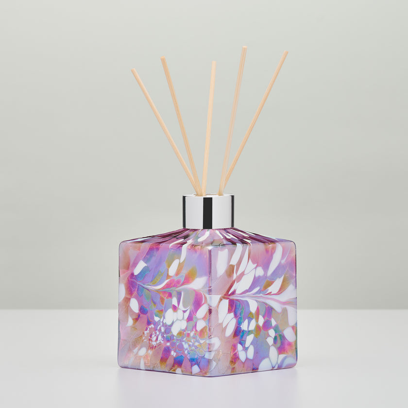Violet Square Reed Diffuser – Handcrafted Glass Bottle (No Oil)