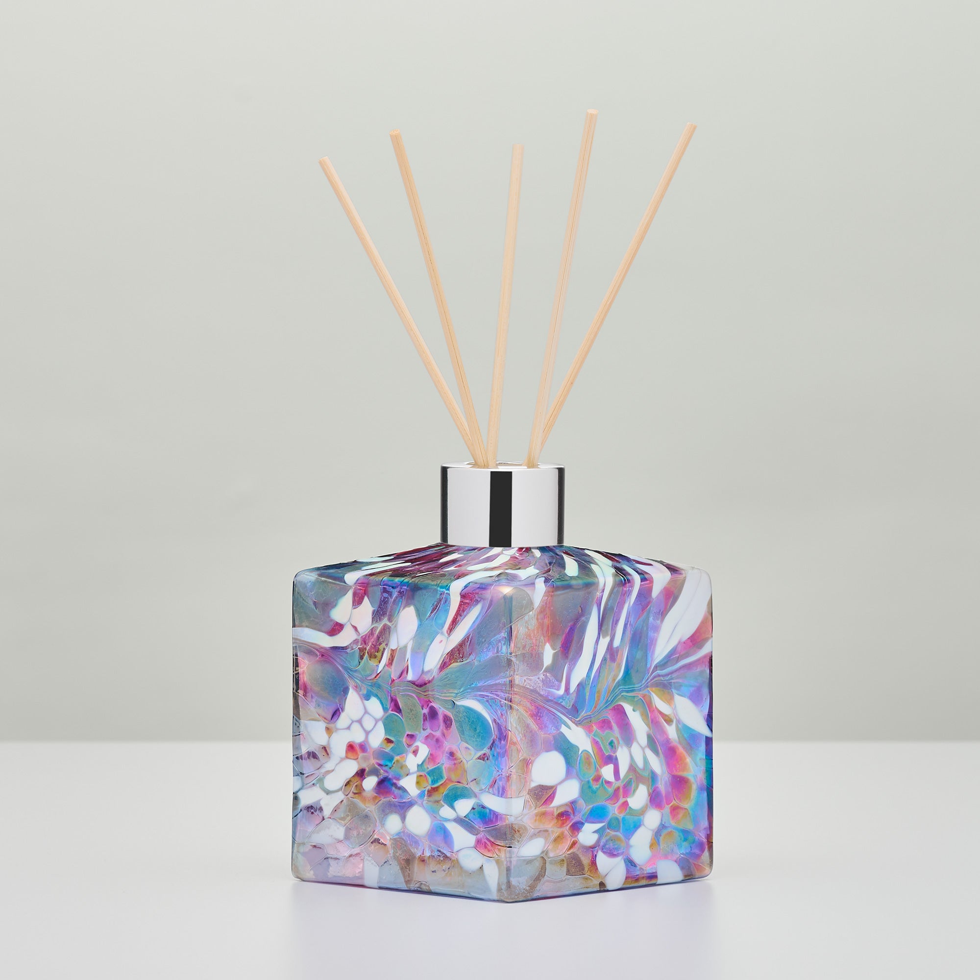 Blue & Pink Square Reed Diffuser – Handcrafted Glass Bottle (No Oil)
