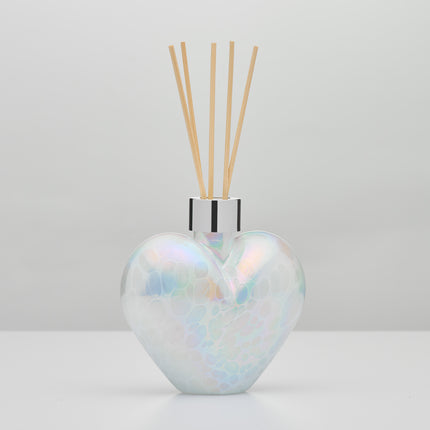White Heart Reed Diffuser – Handcrafted Glass Bottle (No Oil)