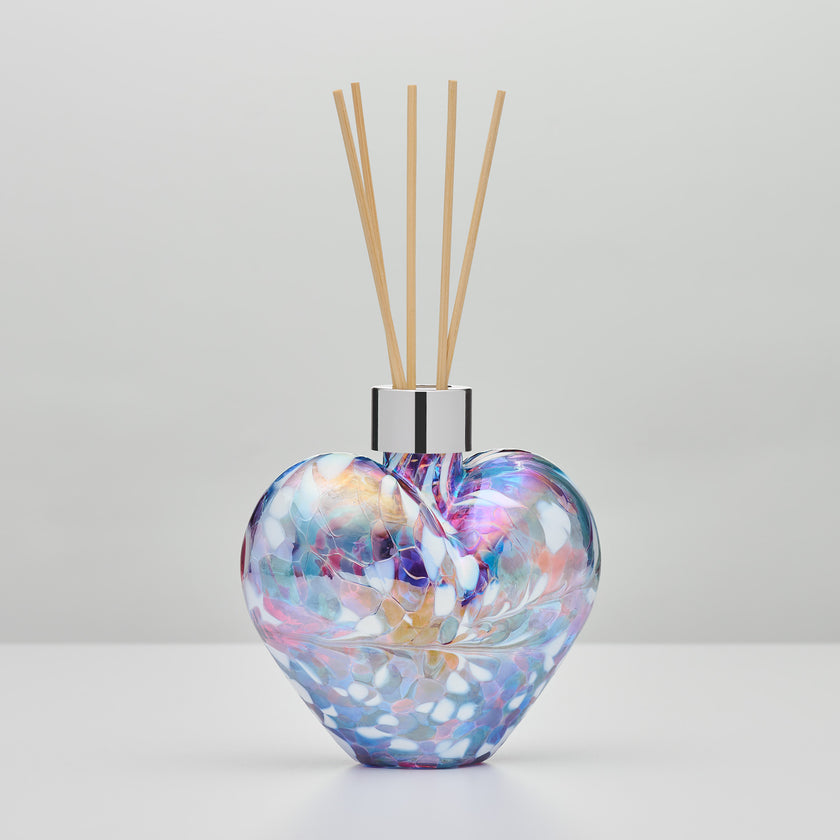 Blue & Pink Heart Reed Diffuser – Handcrafted Glass Bottle (No Oil)