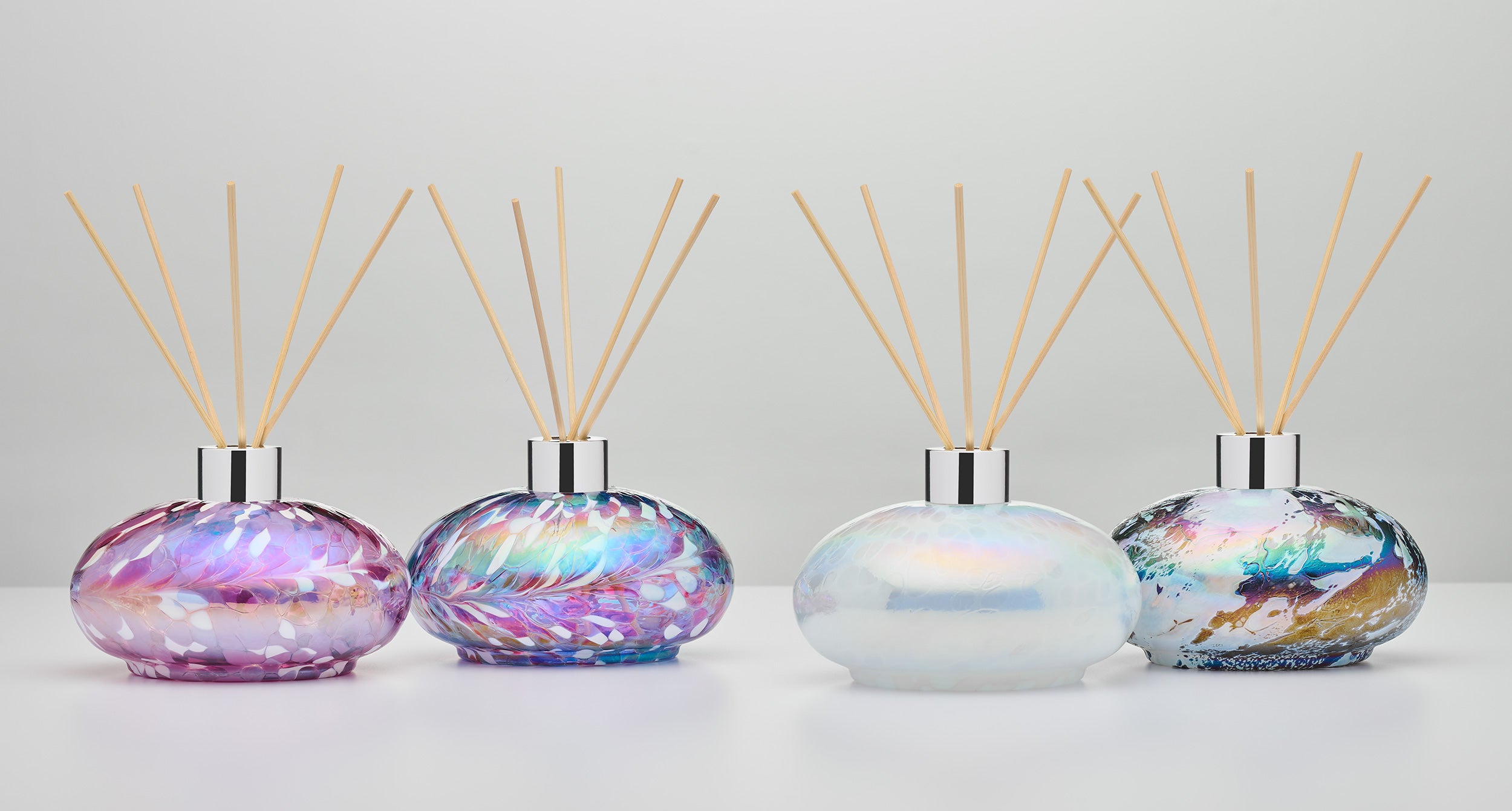 Violet Oval Reed Diffuser – Handcrafted Glass Bottle (No Oil)