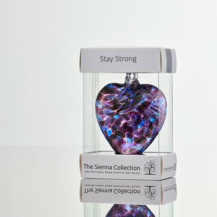 8cm Friendship Heart - Stay Strong - Purple & Blue