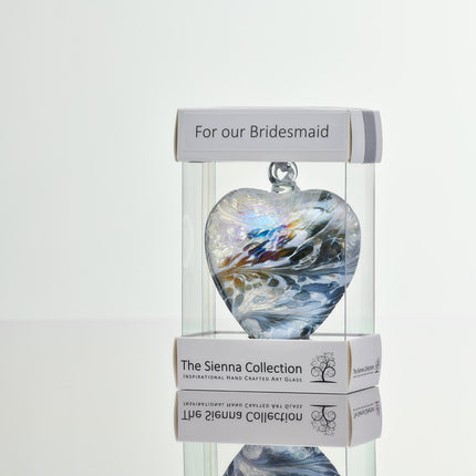 8cm Friendship Heart - For Our Bridesmaid - Pastel Silver