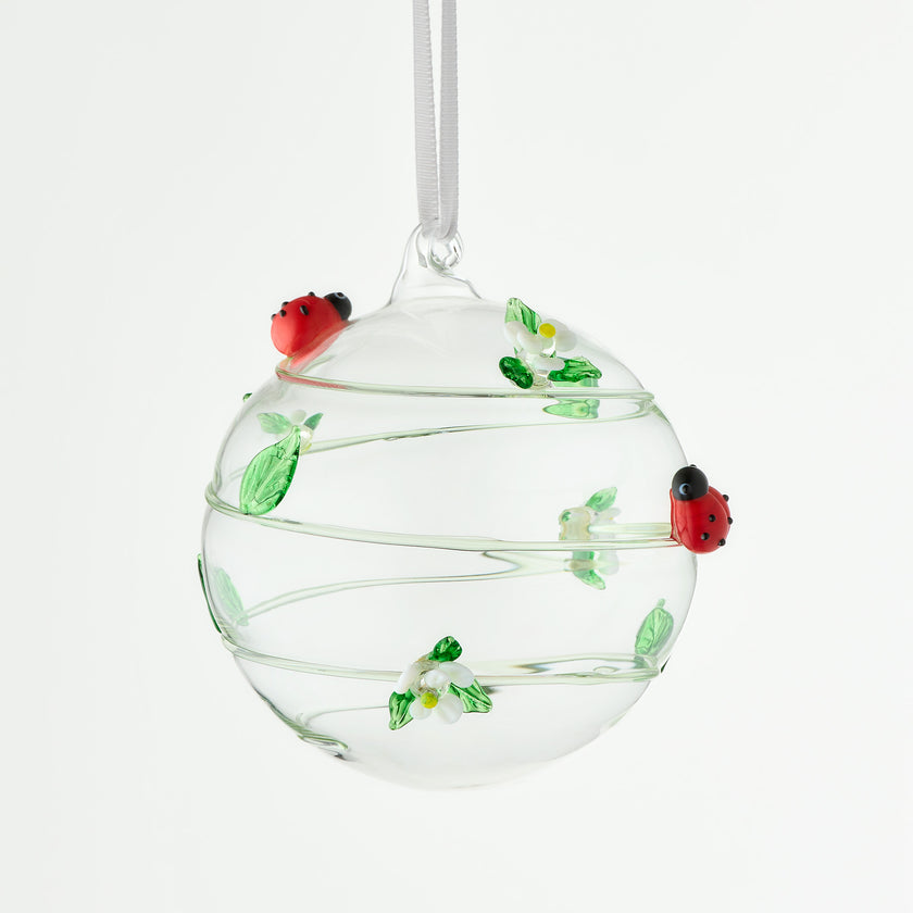 10cm Glass Globe – Wildlife Collection – Ladybird (Handcrafted Glass Ornament)