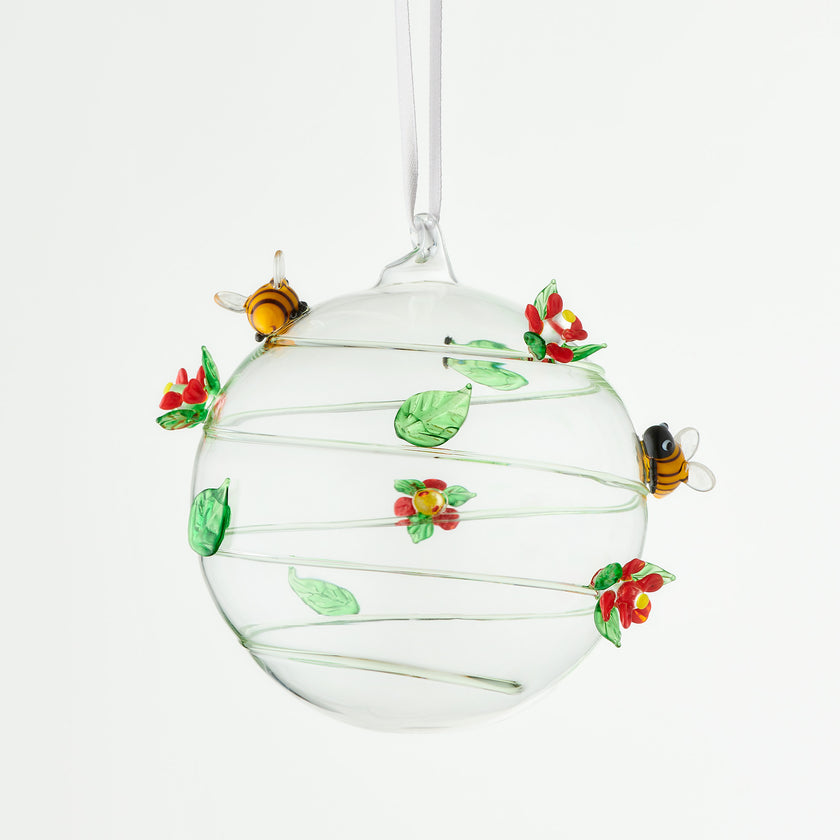 10cm Glass Globe – Wildlife Collection – Bumblebee (Handcrafted Glass Ornament)
