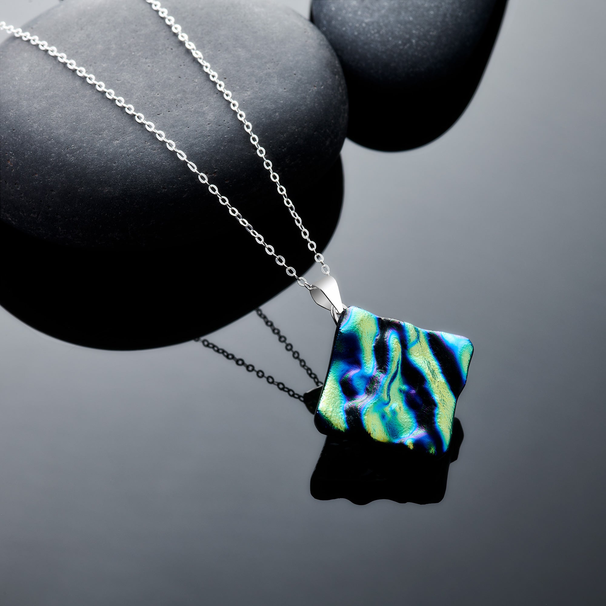 Dichroic Glass Necklace – Rainbow Design (Handmade Jewellery)