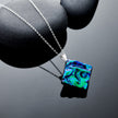Dichroic Jewellery - Necklace and Earrings Set - Midnight Blue & Dark Green