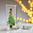Handmade Fused Glass - Tea Light Holder - Christmas - Tree - Multi