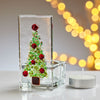 Fused Glass Tea Light Holder – Christmas Tree Red Design (Handmade)