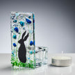 Handmade Fused Glass - Tea Light Holder - Hare - Forget Me Not