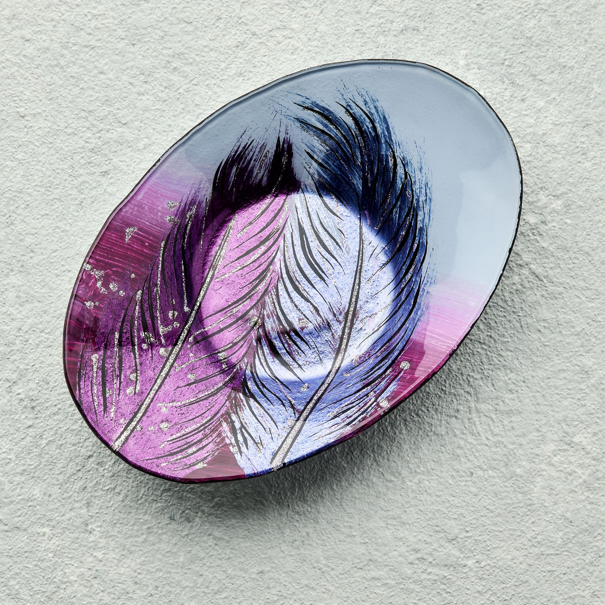 Oval Glass Bowl – Whispering Feather Violet (Handmade Decorative Bowl)