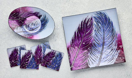 Square Plate - Whispering Feather - Violet