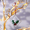Handmade Fused Glass Hanging Ornament – Holly Design