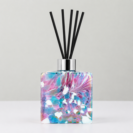 Blue & Pink Square Reed Diffuser – Handcrafted Glass Bottle (No Oil)